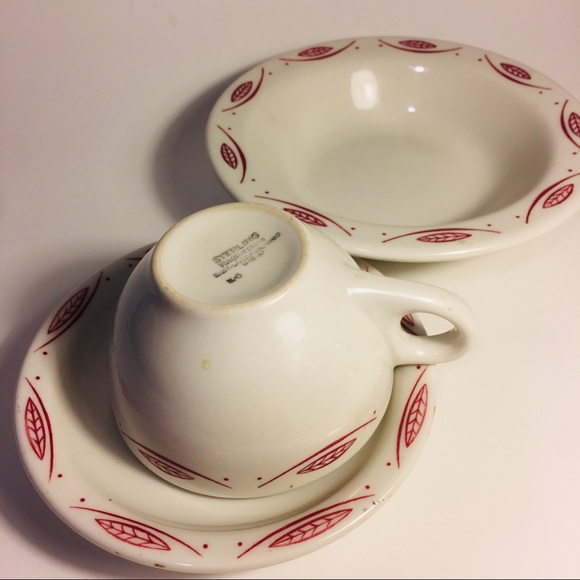 Vintage Sterling China Red Leaf Lot - Picture 2 of 2